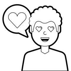 man with love heart in speech bubble vector illustration line design
