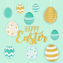 Happy Easter Cute Background with Eggs. Vector Illustration