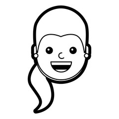 woman face smiling happy expression image vector illustration line design