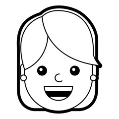 woman face smiling happy expression image vector illustration line design