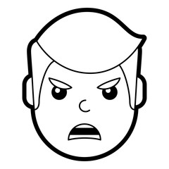 young man face angry expression cartoon vector illustration line design