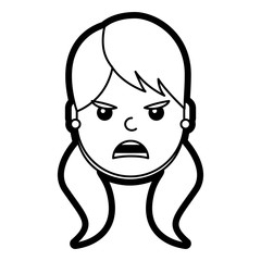 pretty woman angry frustrated facial expression cartoon vector illustration line design