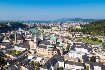 Fototapeta na wymiar Cityscape with of Historic Salzburg City from Castle