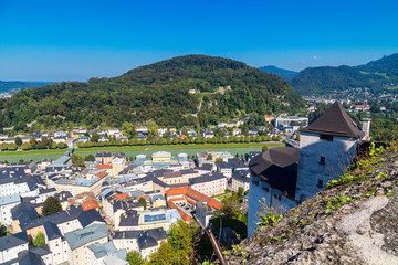 Fototapeta na wymiar Cityscape with of Historic Salzburg City from Castle