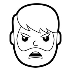 young man face angry expression cartoon vector illustration