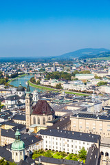 Naklejka premium Cityscape with of Historic Salzburg City from Castle