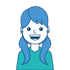 portrait woman face smiling happy expression image vector illustration blue and green design