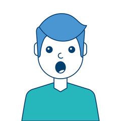 Obraz premium portrait surprised man face expression vector illustration blue and green design