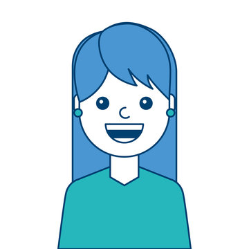 portrait woman face smiling happy expression image vector illustration blue and green design