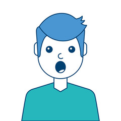 portrait surprised man face expression vector illustration blue and green design