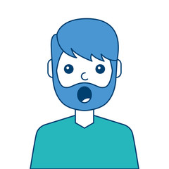 portrait surprised man face expression vector illustration blue and green design