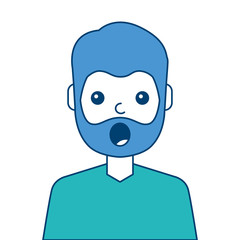 portrait surprised man face expression vector illustration blue and green design