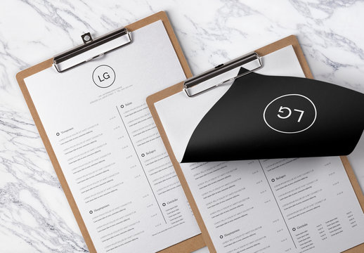 Minimalistisches Speisekartenlayout