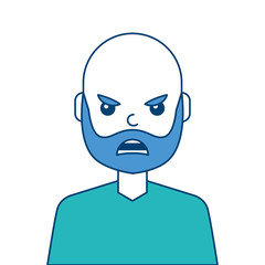 portrait man face angry expression cartoon vector illustration blue and green design
