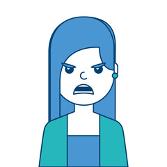 portrait woman angry facial expression cartoon vector illustration blue and green design