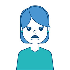 portrait woman angry facial expression cartoon vector illustration blue and green design