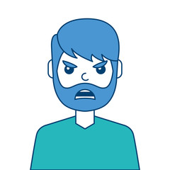 portrait man face angry expression cartoon vector illustration blue and green design