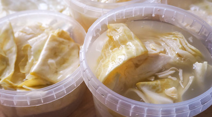 Sauerkraut. The process of making.
