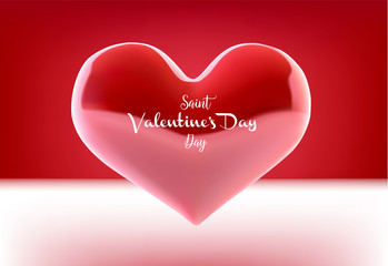 Valentine s day concept. Vector illustration. 3d colorful hearts with thin square frame. Cute love banner or greeting card. Place for your text