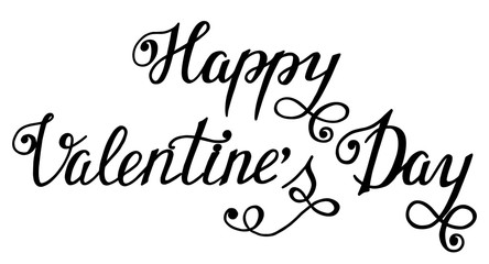 Happy Valentine's Day hand drawn brush lettering, isolated on wh