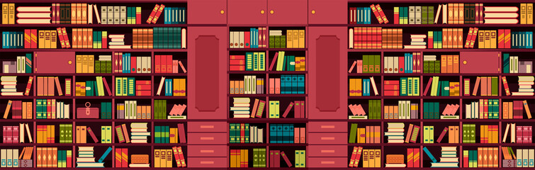 library bookshelves wall