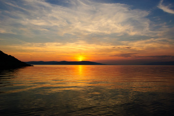 Sunset above Adriatic sea in Croatia