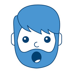 surprised man face expresion facial style vector illustration blue design