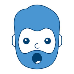 surprised man face expresion facial style vector illustration blue design