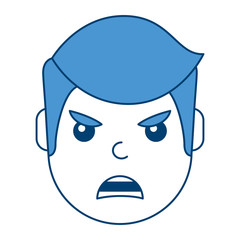 Obraz na płótnie Canvas young man face angry expression cartoon vector illustration blue design