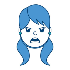 pretty woman angry frustrated facial expression cartoon vector illustration blue and green design