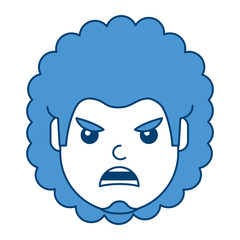 young man face angry expression cartoon vector illustration blue design