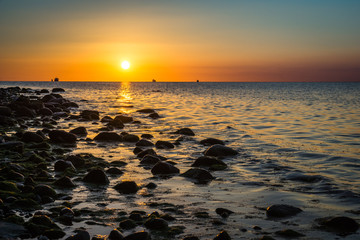 Sunrise over the Baltic sea, Gdynia, Poland