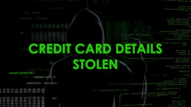 Financial hacker stealing credit card details, bank account block, money loss