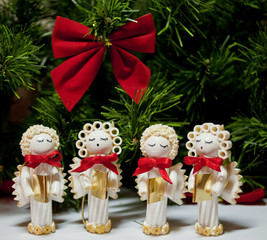 Handmade Christmas angels carolers