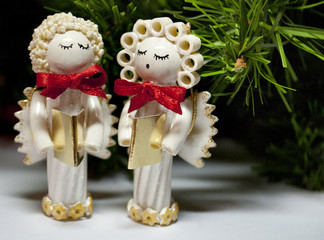 Handmade Christmas angels carolers