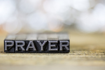Prayer Concept Vintage Metal Letterpress Word