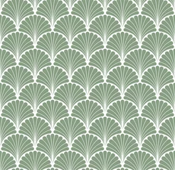 Fotobehang Geometrische bladerprint Vector Floral Art Nouveau naadloze patroon. Geometrische decoratieve bladeren textuur. Retro stijlvolle achtergrond.