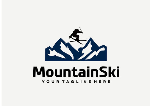 Mountain Ski Logo Template Design Vector, Emblem, Design Concept, Creative Symbol, Icon