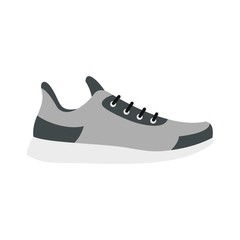 Gray sneaker icon, flat style