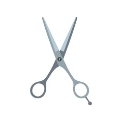 Hair cutting scissors icon, flat style