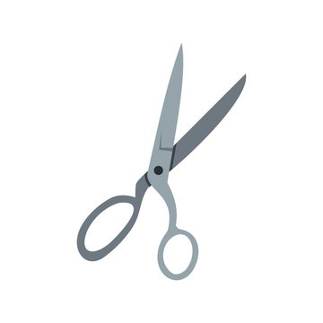 Sewing scissors icon, flat style