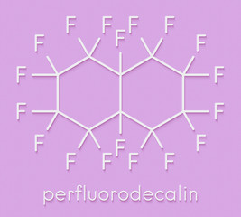 Perfluorodecalin fluorocarbon molecule. Used as component of artificial blood and for liquid breathing.  Skeletal formula.