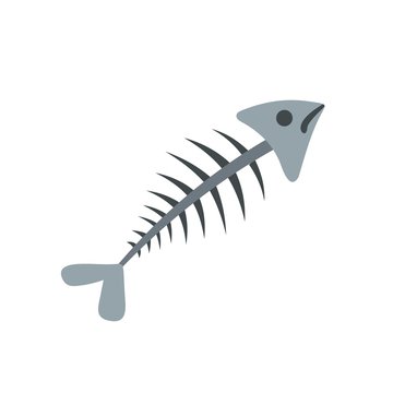 Fish bone icon, flat style