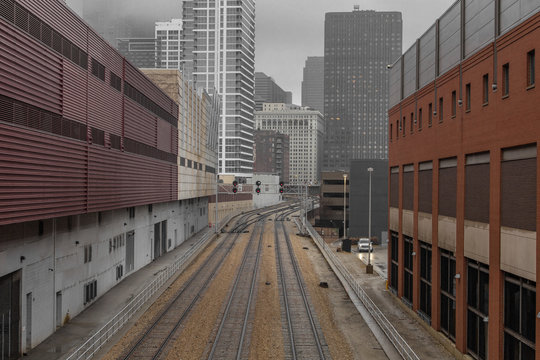 Alleyway for trains in urban area