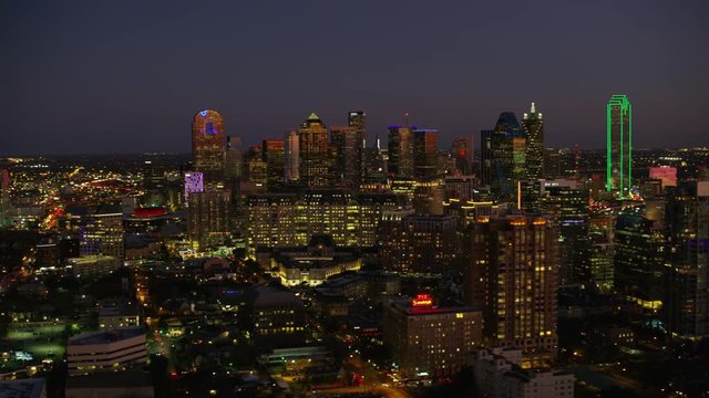 Dallas, Texas circa-2017, Aerial view of Dallas, Texas at dusk
