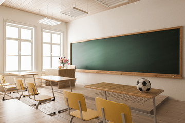 Classroom with Soccer Ball and Flower Detail