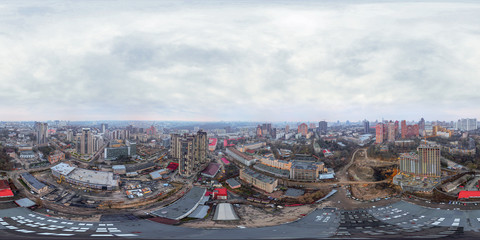 City from the air. Kiev. Ukraine. Residential quarters. Full panorama 360 degrees in the...