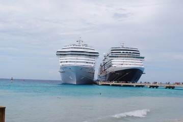Fototapeta na wymiar Two cruise ships docked at Grand Turk