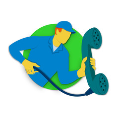 Telephone Repairman Phone Paper Cut