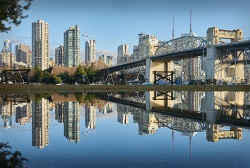 Burrard Bridge Reflection Vancouver. The historic Burrard Bridge. Vancouver, British Columbia.

